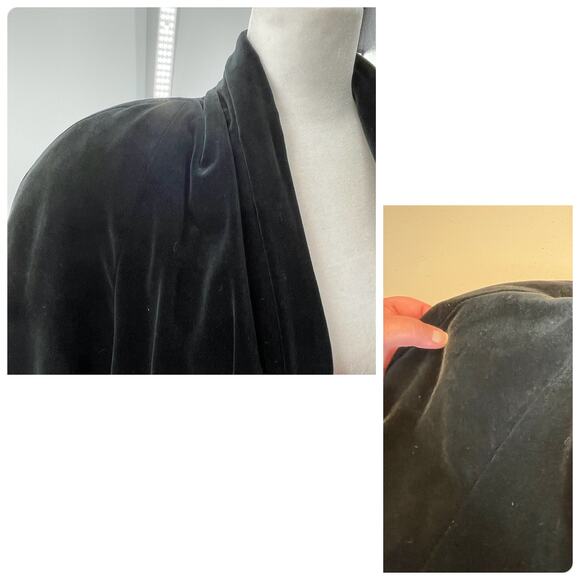 Collections Vintage Black Velvet Oversize Emo Goth Retro Blazer Jacket M - Picture 8 of 11